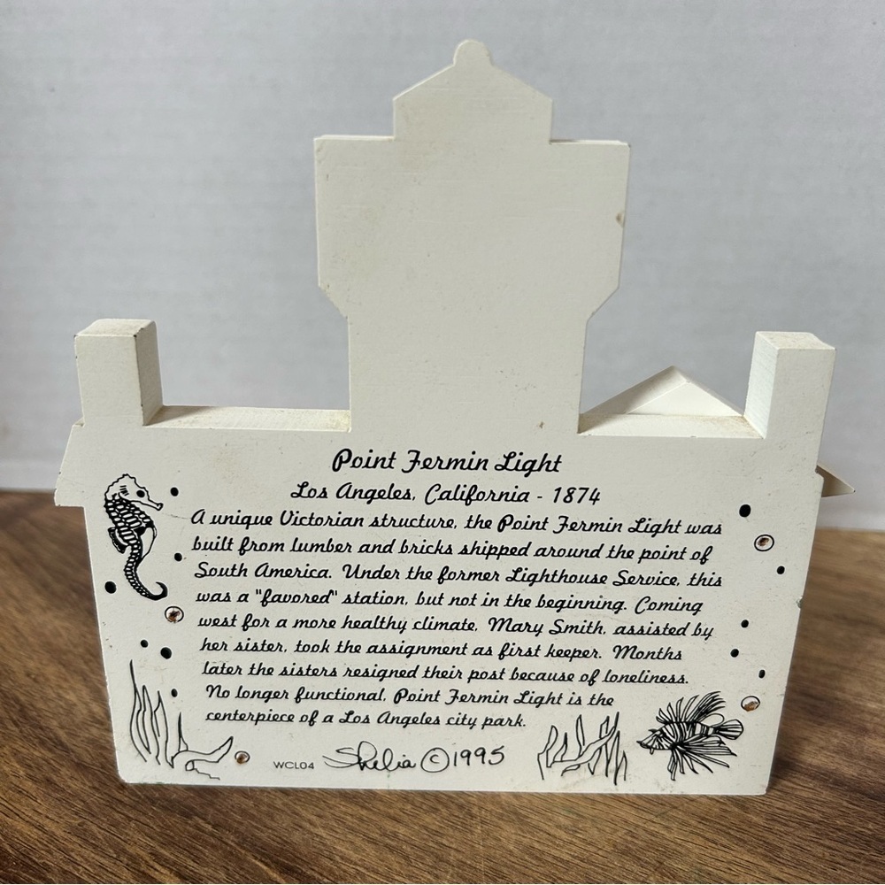 Vtg 1995 Sheila's Point Fermin Lighthouse California Wood Shelf-Sitter Decor - Picture 2 of 7